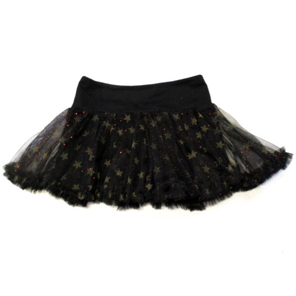 Haven Girl Black Gold Stars Tulle Skort Skirt 5 12 Holidays Christmas NEW - Picture 3 of 3